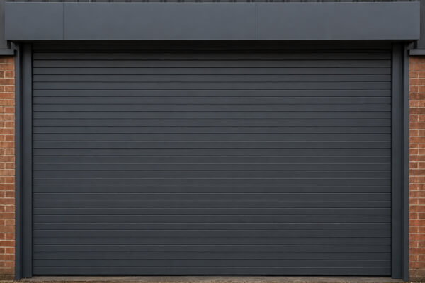 Commercial roller shutter door after painting in Milton Keynes