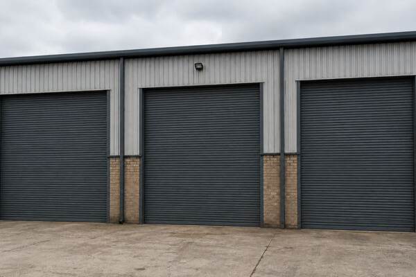 Industrial roller shutter door after painting in Milton Keynes