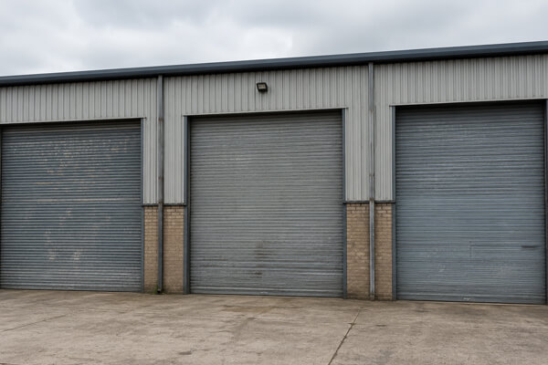 Industrial roller shutter door before painting in Milton Keynes