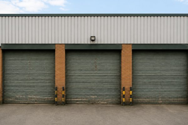 Roller shutter door before painting in Milton Keynes