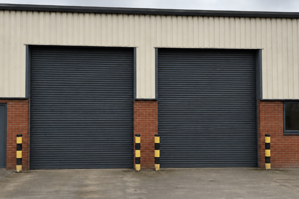 Steel roller shutter door after repainting in Milton Keynes