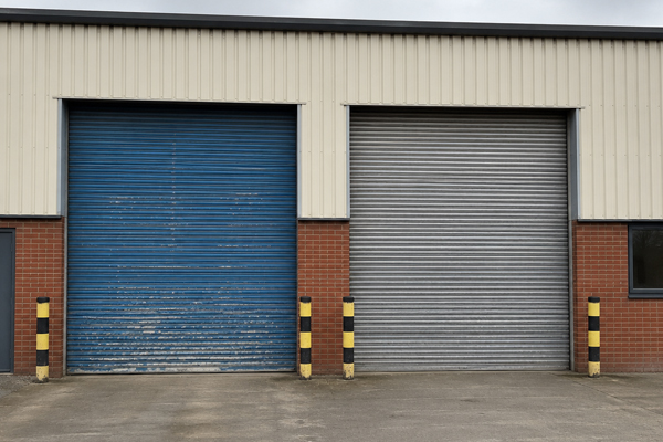 Steel roller shutter door before painting in Milton Keynes