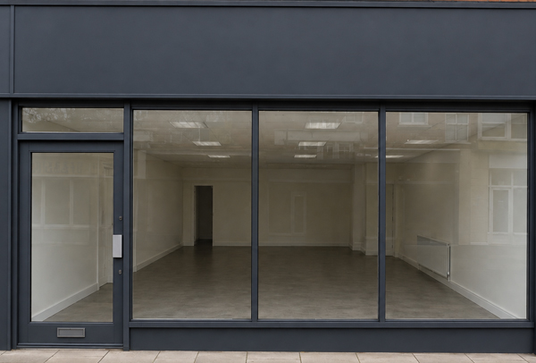 Aluminium shop front after painting in Milton Keynes