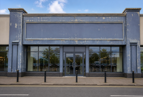 Commercial shop front before painting in Milton Keynes