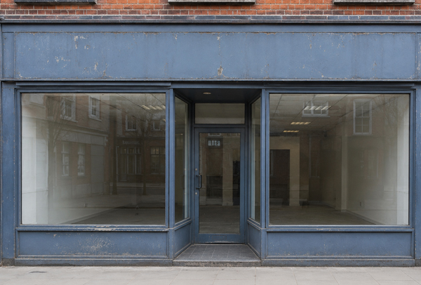 Metal retail facade before repainting in Winslow