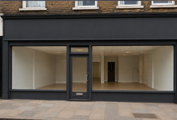 Metal shop front after painting in Milton Keynes