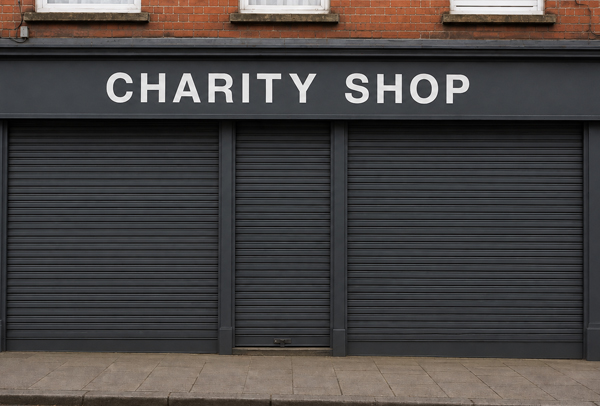 Retail security shutter after repainting in Winslow