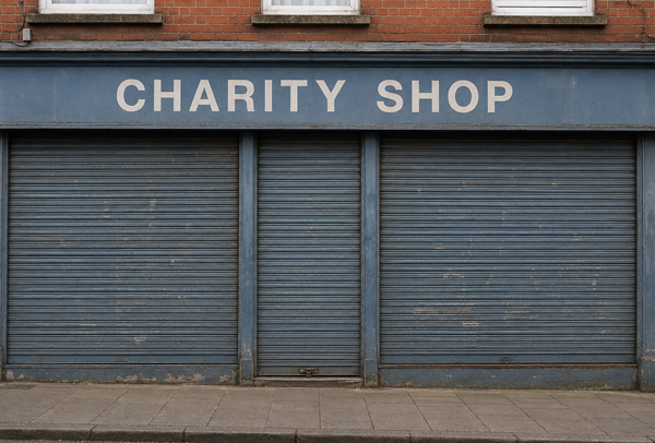 Retail security shutter before repainting in Winslow