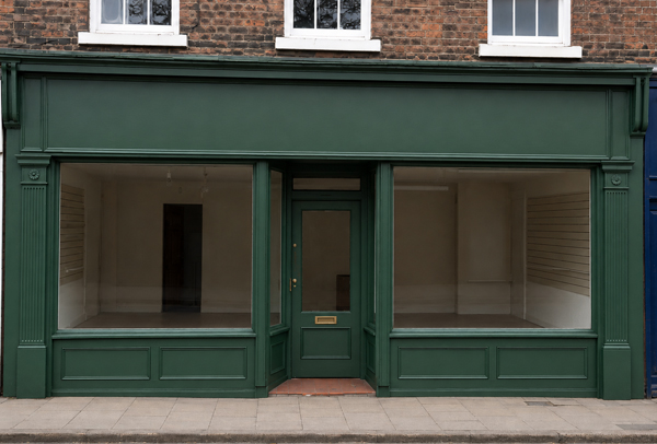 Timber shop front after painting in Milton Keynes
