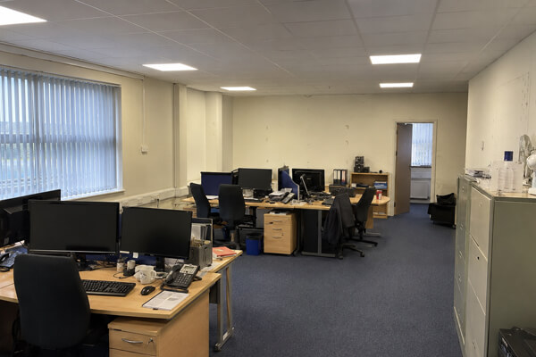 Office interior before commercial redecoration in Leighton Buzzard