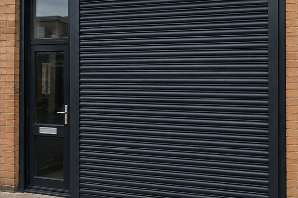 Commercial shutter after being refinished to suit the frontage in Winslow