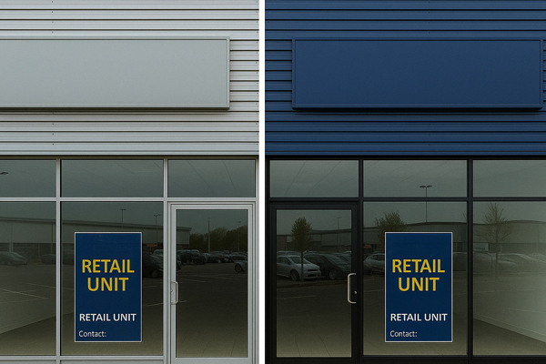 On-site spray painting of cladding and shopfronts in Dorking