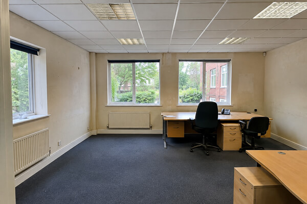 Commercial office before repainting in Milton Keynes