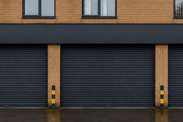 Commercial property shutter door after maintenance painting in Hatfield