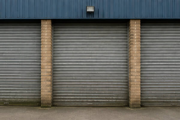 Factory roller shutter door before painting in Hatfield