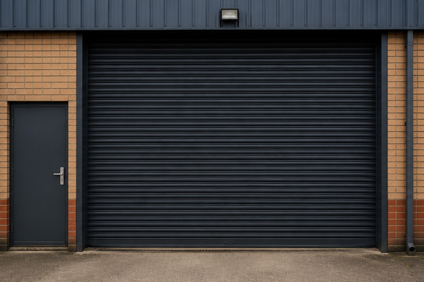 Roller shutter door after commercial repainting in Winslow