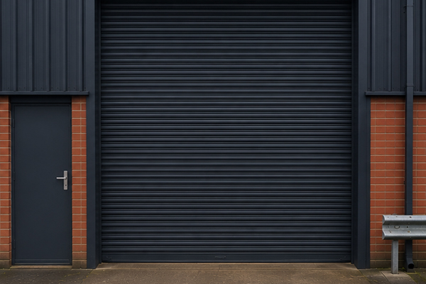 Roller shutter door coordinated with commercial cladding in Winslow